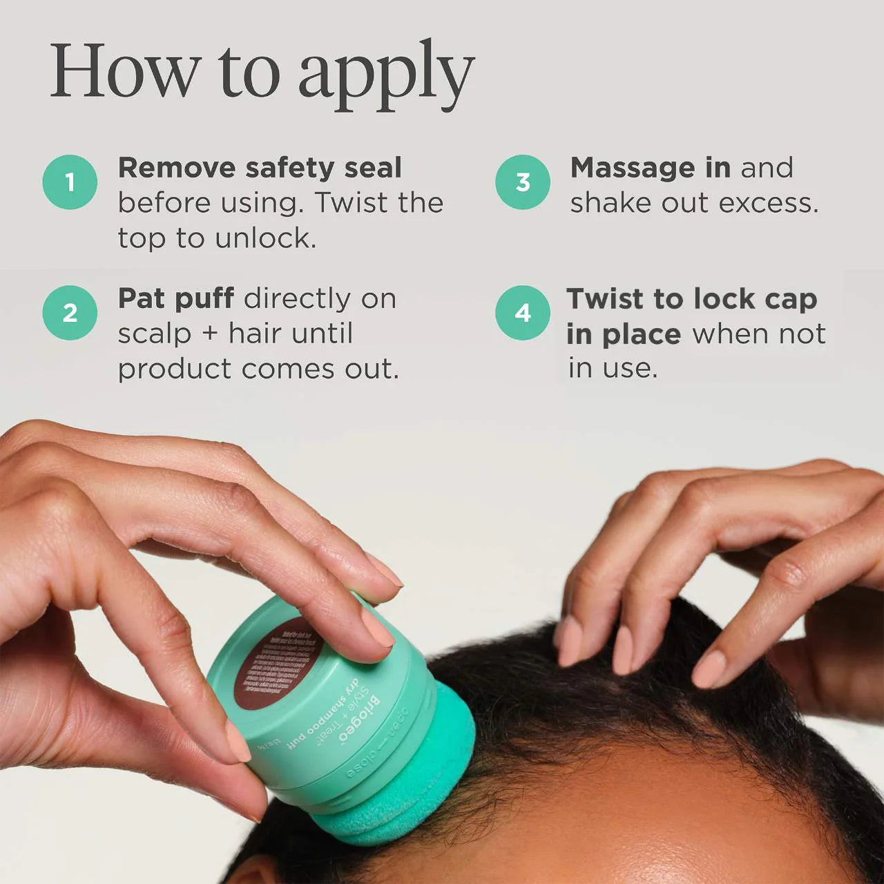 Briogeo  Style + Treat Non-Aerosol & Talc-Free Dry Shampoo Powder Puff 15GT