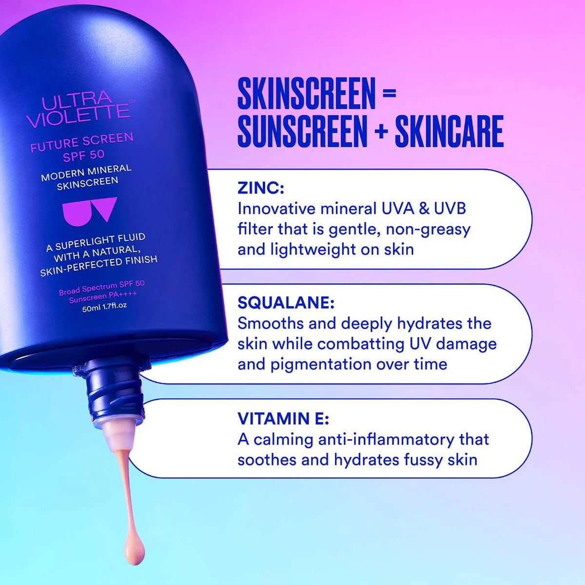 Ultra Violette  Future Screen SPF 50 Mineral Fragrance Free Facial Sunscreen Serum 15ml