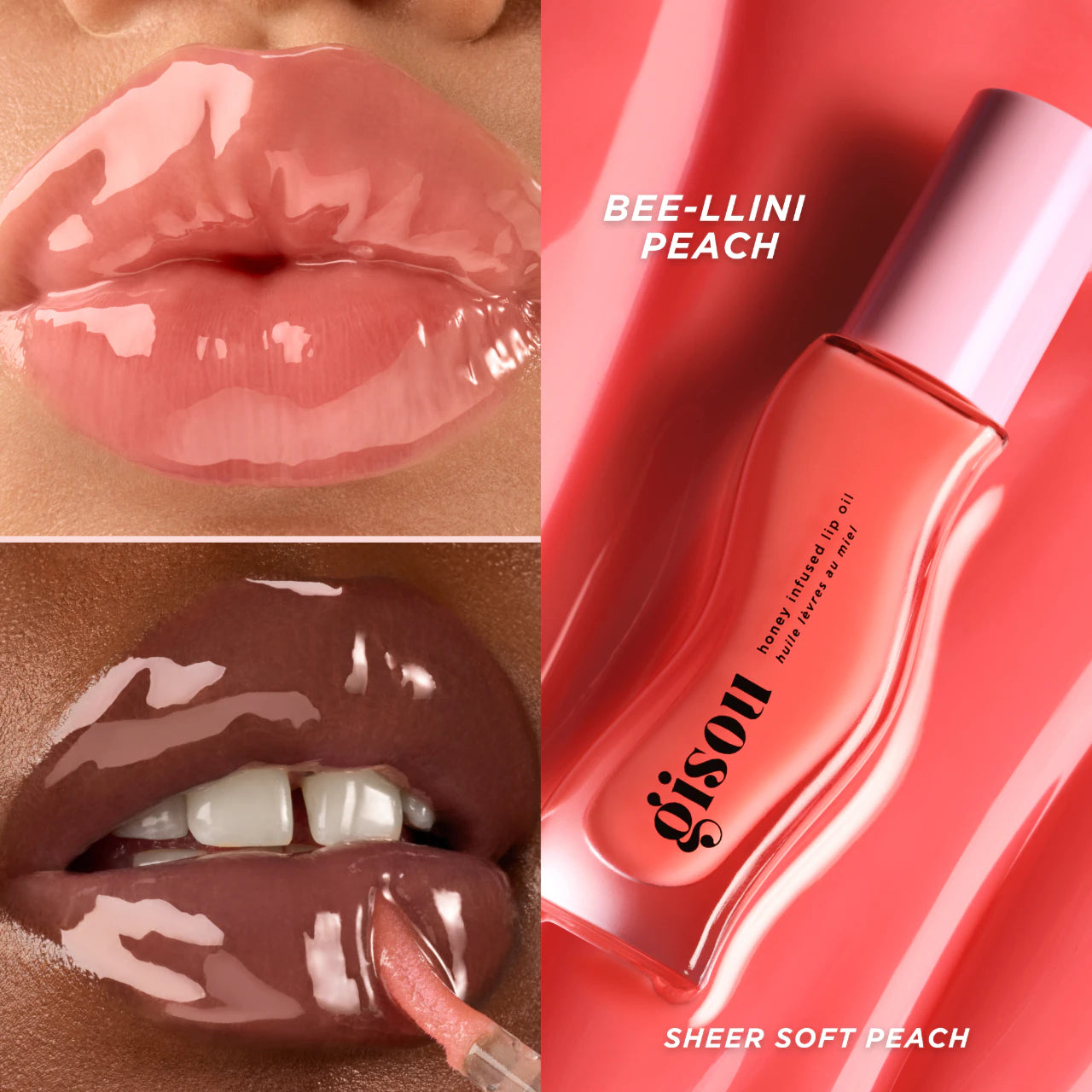 Gisou  Honey Infused Hydrating Lip Oil  Bee-llini Peach - Sheer Soft Peach
