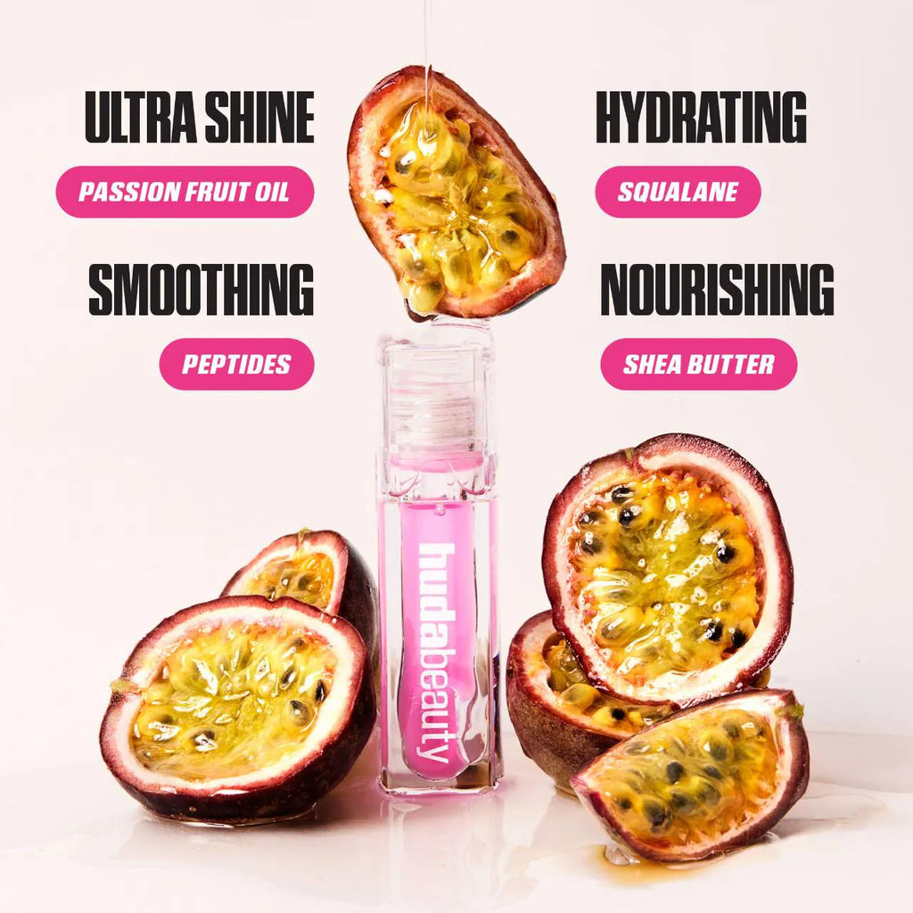 HUDA BEAUTY  Faux Filler Ultra-Hydrating Tinted Jelly Lip Oil Pink Lady