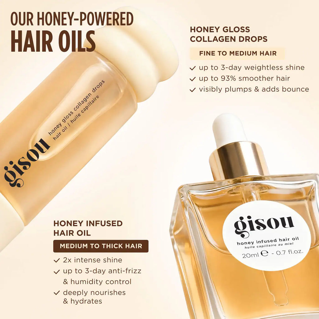 Gisou  Honey Gloss Collagen Drops Hair Oil for Fine to Medium Hair 20ml