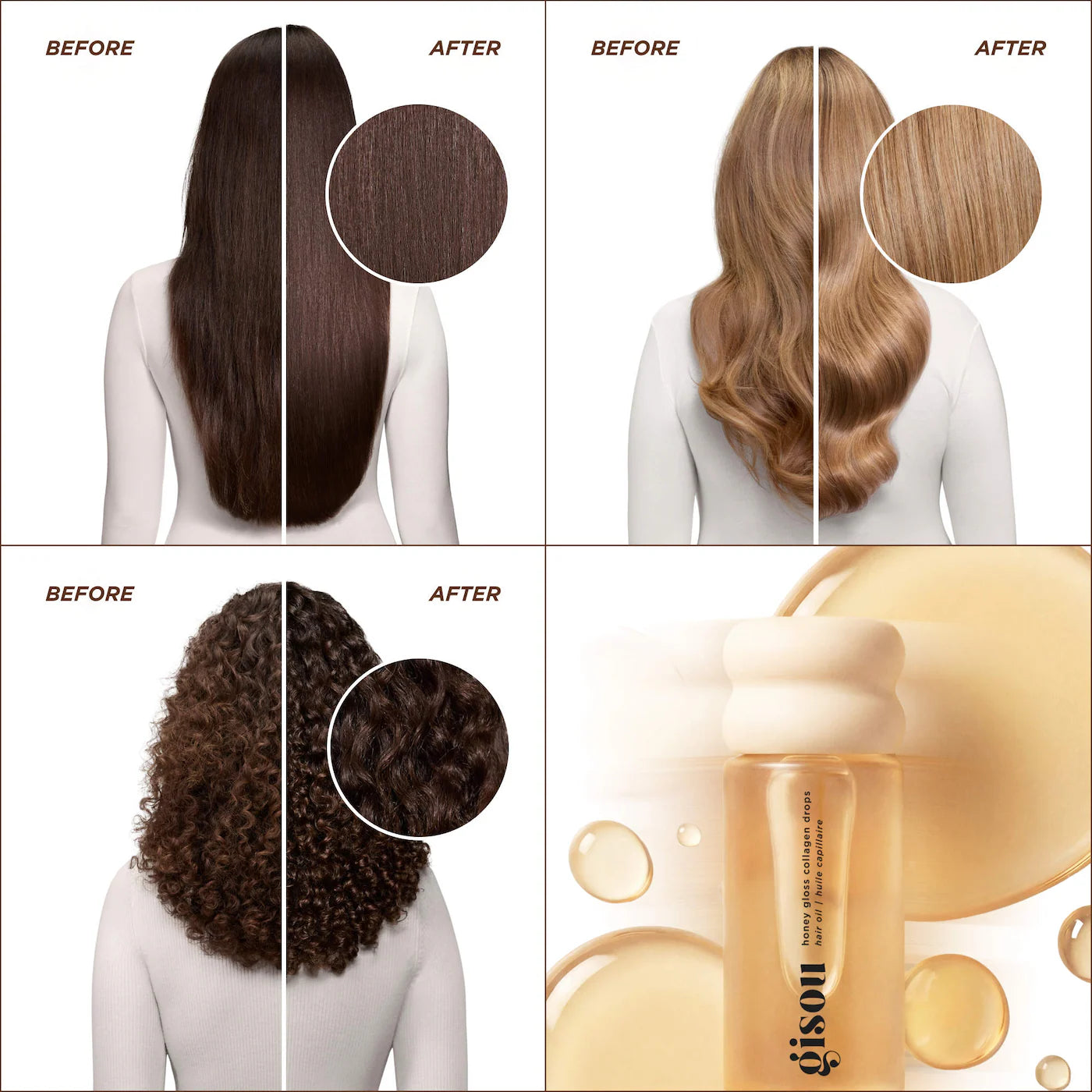 Gisou  Honey Gloss Collagen Drops Hair Oil for Fine to Medium Hair 20ml