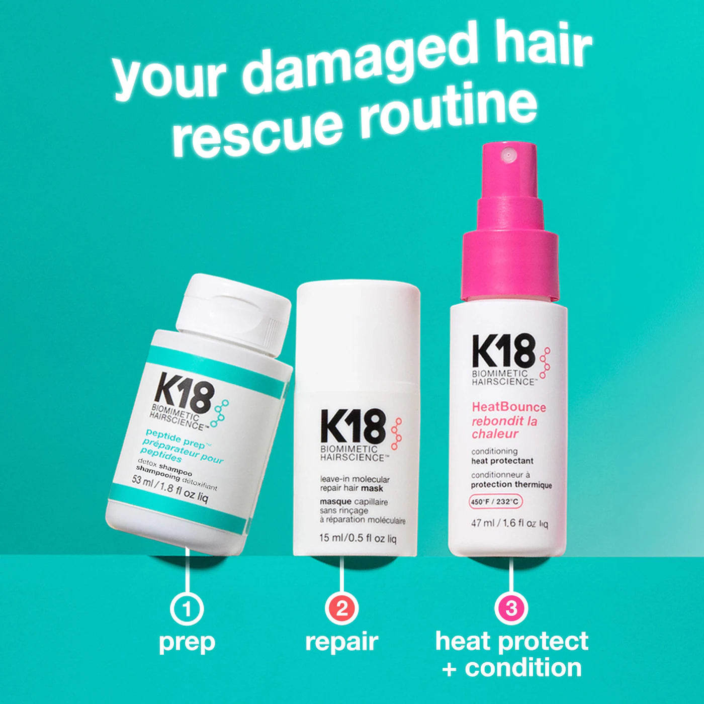 K18 Biomimetic Hairscience  Damaged Hair Rescue Minis Gift Set