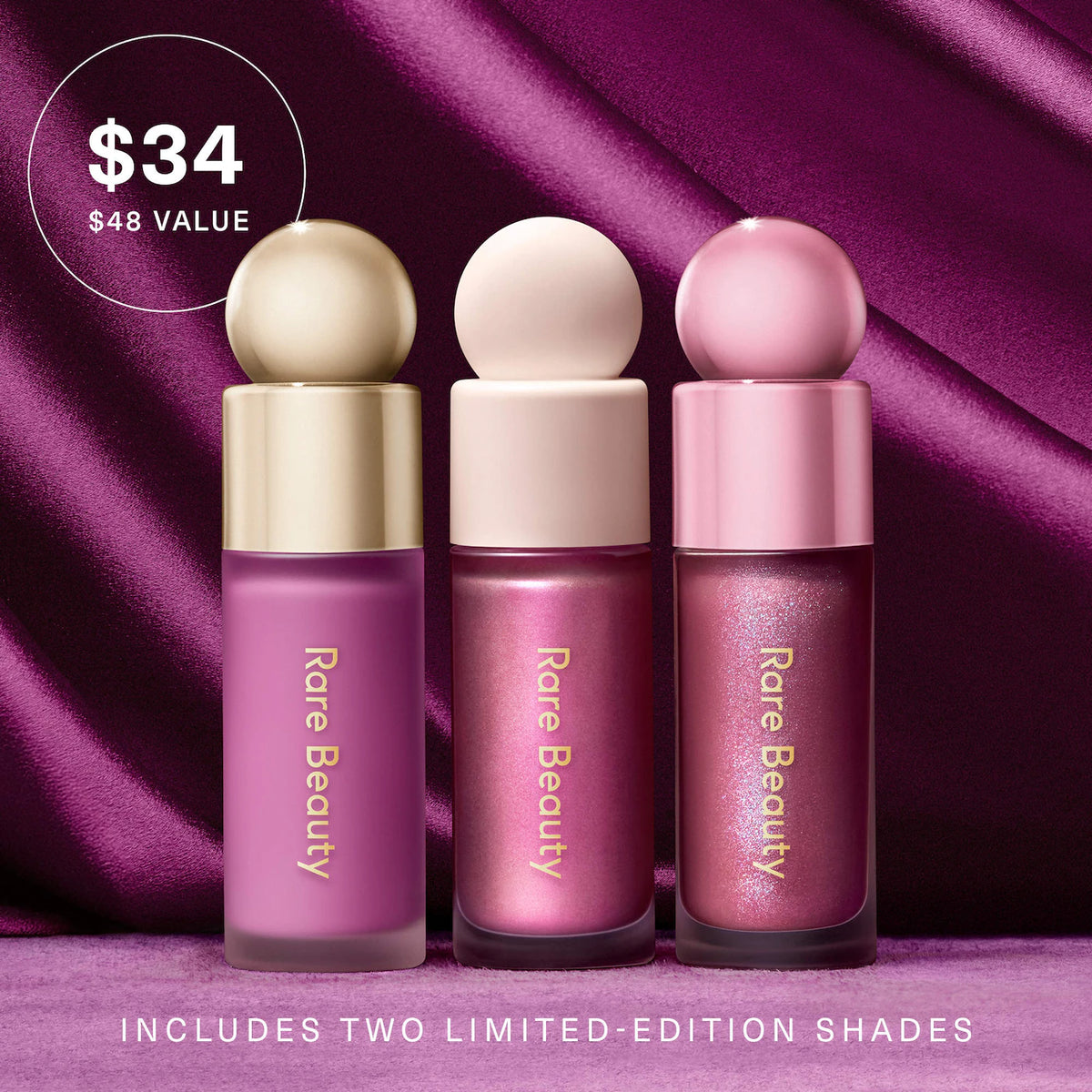 Rare Beauty by Selena Gomez  Violet Faves Mini Cheek and Lip Trio Makeup Gift Set