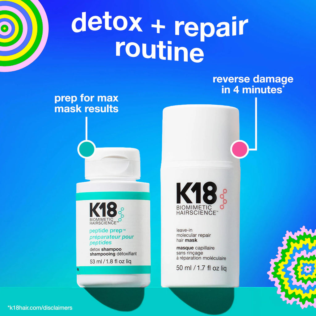K18 Biomimetic Hairscience  Detox + Repair Leave-In Molecular Repair Mask & Mini Detox Shampoo Gift Set