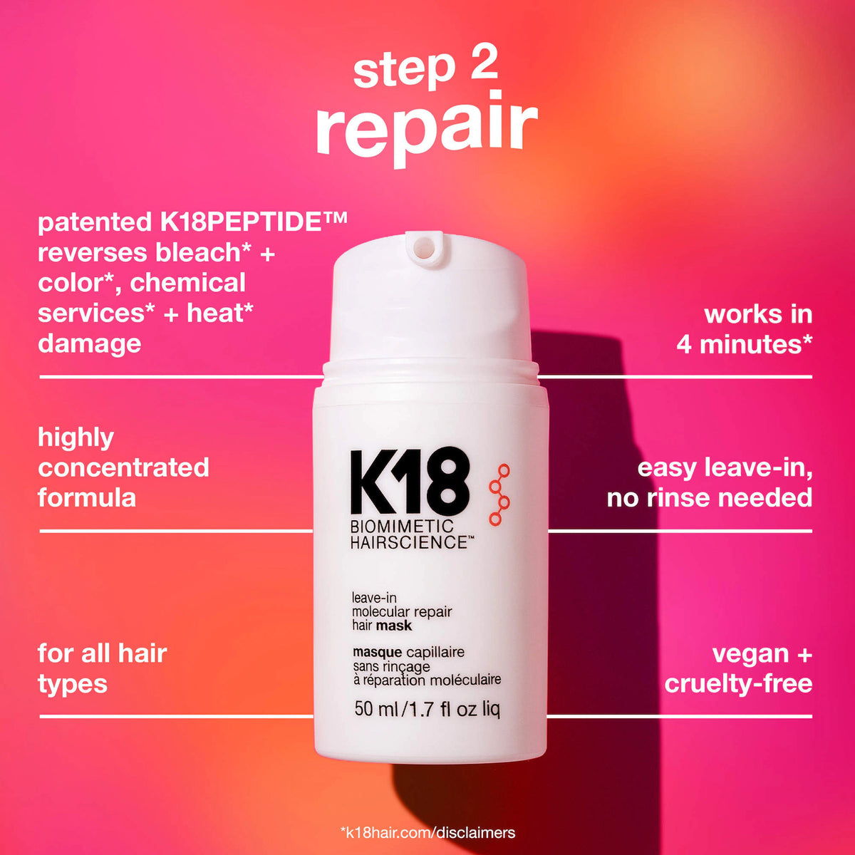 K18 Biomimetic Hairscience  Detox + Repair Leave-In Molecular Repair Mask & Mini Detox Shampoo Gift Set