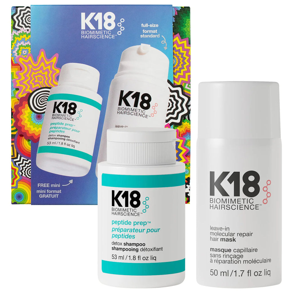 K18 Biomimetic Hairscience  Detox + Repair Leave-In Molecular Repair Mask & Mini Detox Shampoo Gift Set