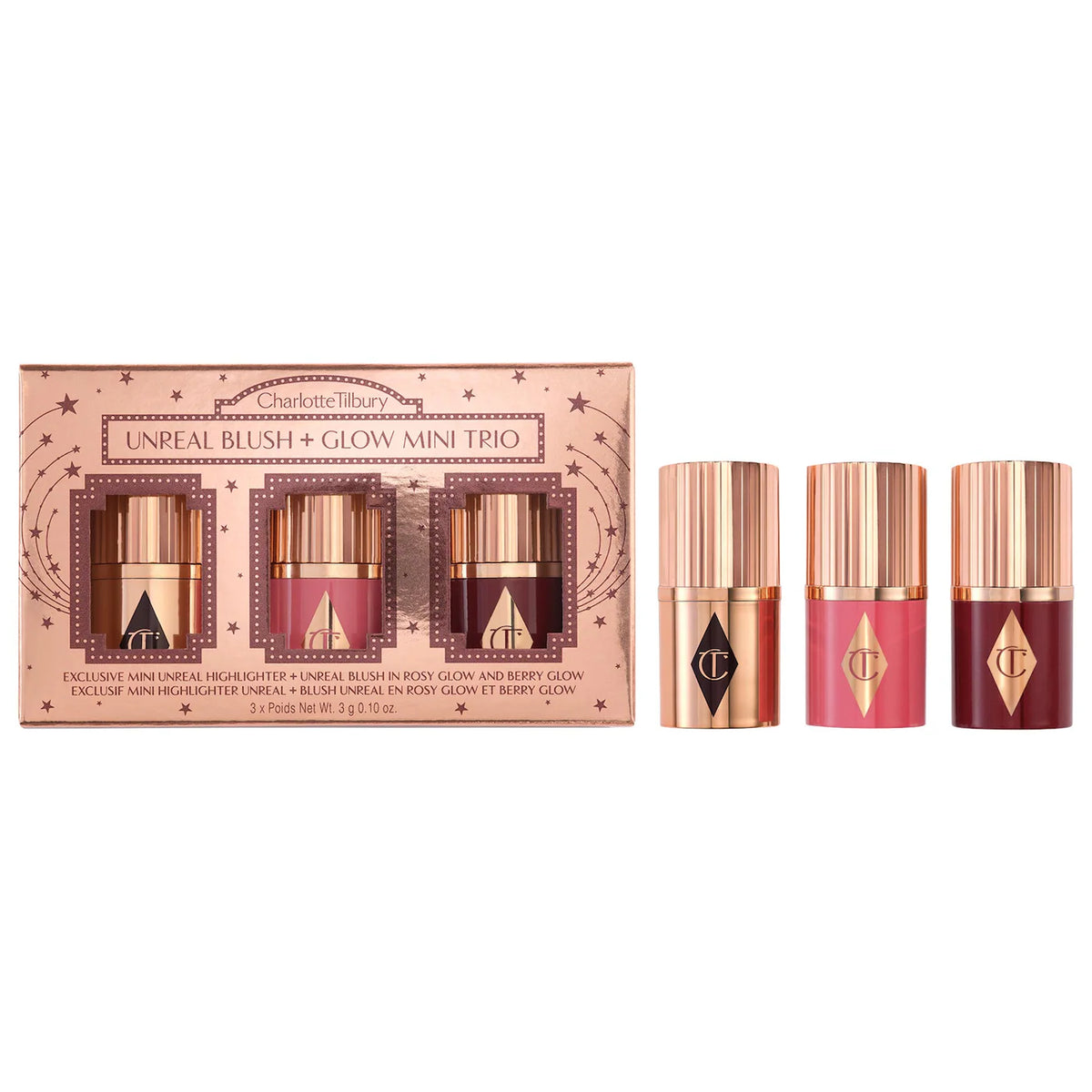 Charlotte Tilbury  Mini Unreal Blush + Glow Trio
