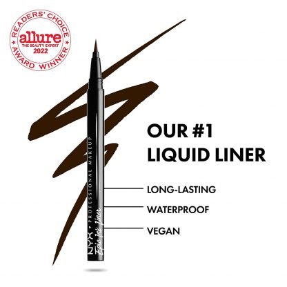 NYX Professional Makeup Epic Ink Vegan Waterproof Liquid Eyeliner, Brown - Imagen 6