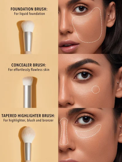SHEGLAM GLAM 101 FACE ESSENTIALS BRUSH SET WITH BAG - Imagen 3