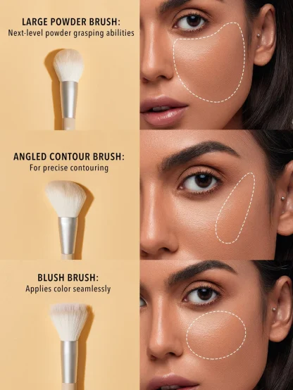 SHEGLAM GLAM 101 FACE ESSENTIALS BRUSH SET WITH BAG - Imagen 2