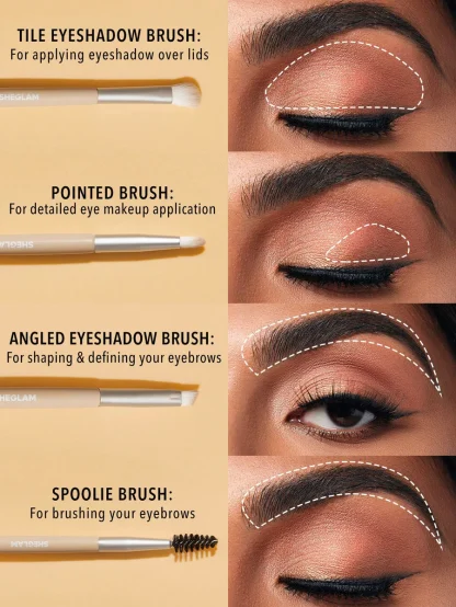SHEGLAM GLAM 101 EYE ESSENTIALS BRUSH SET WITH BAG - Imagen 3