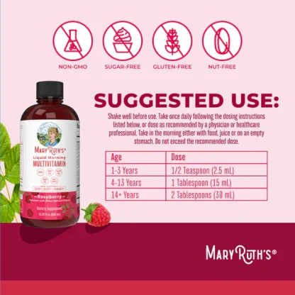 MaryRuth's Liquid Morning Multivitamin, Raspberry,  650ml - Imagen 5