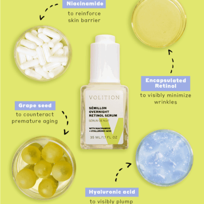 VOLITION BEAUTY Sémillon Overnight Retinol Serum with Niacinamide + Hyaluronic Acid - Imagen 6