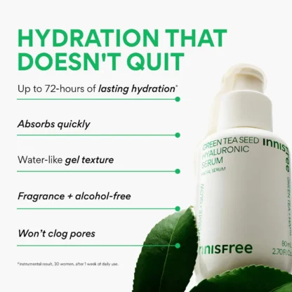 innisfree  Green Tea Hyaluronic Acid Refillable Serum 10ML - Imagen 4