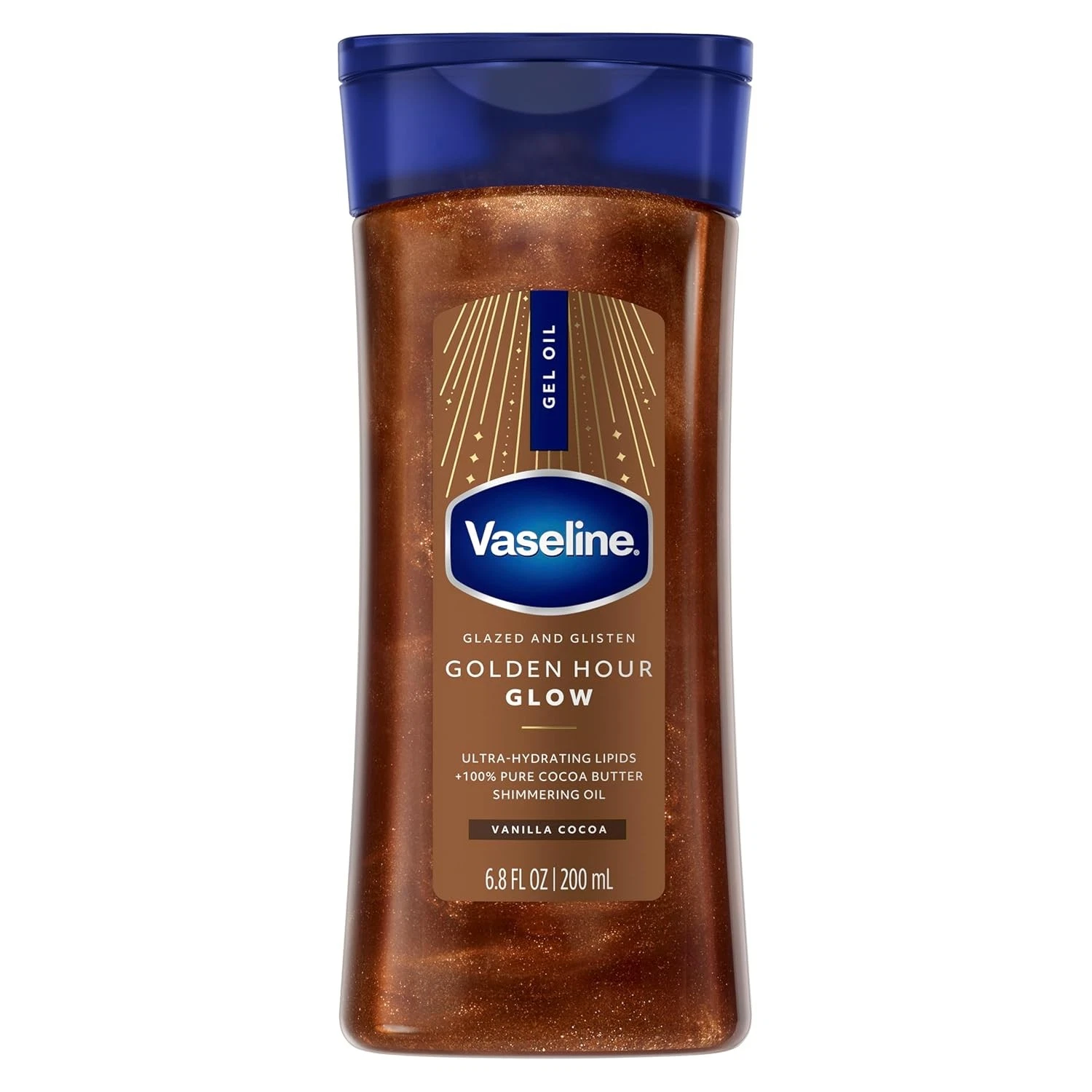 Vaseline Glazed & Glisten - Golden Hour Glow Shimmering Body Gel Oil, 6.8 fl