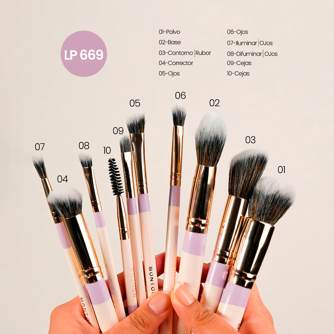 MONTOC Kit de brochas Fluffy x 10 piezas